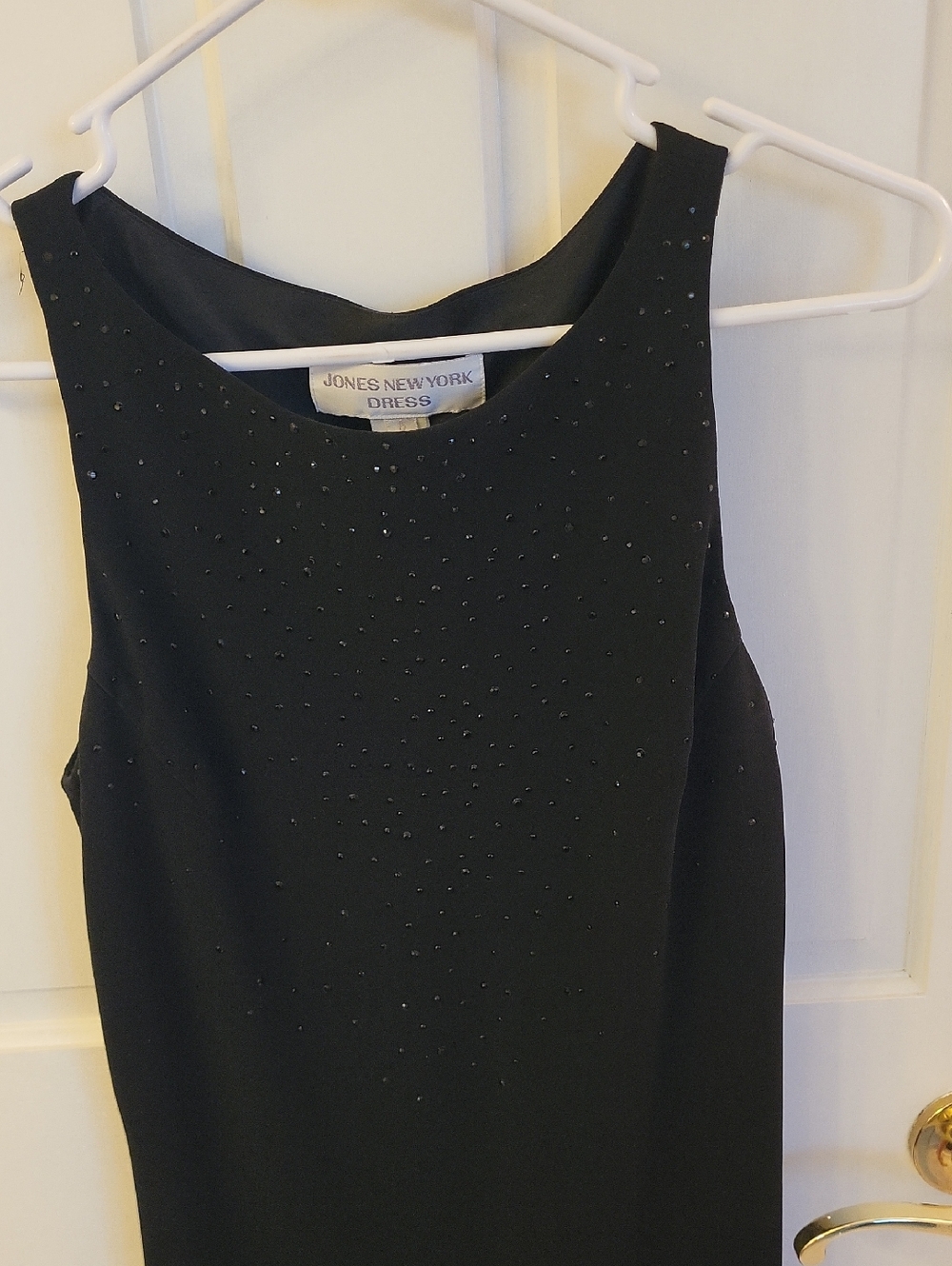 Jones New York Black Sleeveless Beaded Midi Dress